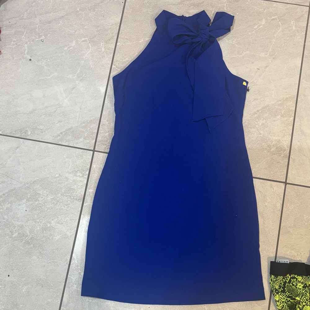 Vince Camuto Royal Blue Bow Neck Mini Dress
